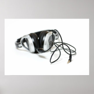 Poster Casques de musique, câble et Jack