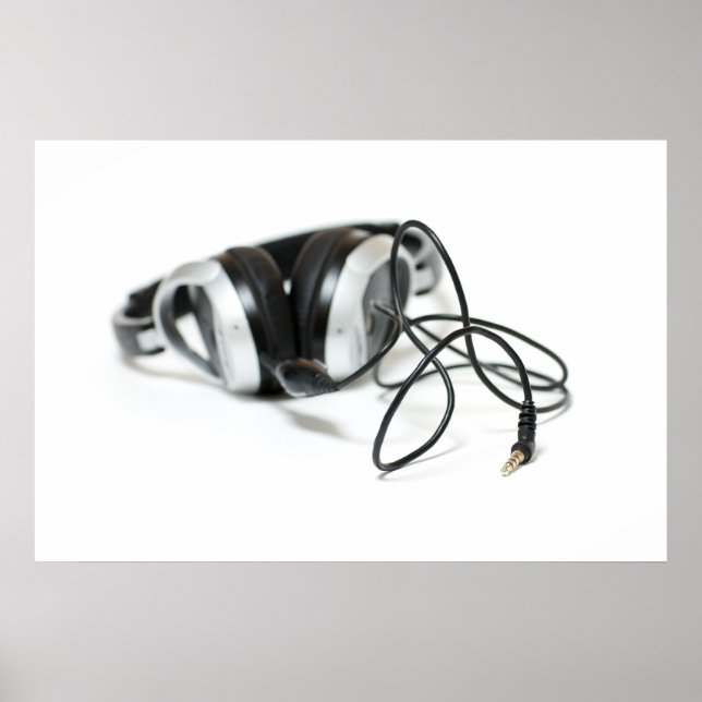 Poster Casques de musique, câble et Jack (Devant)