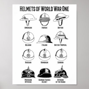 Poster Casques de soldats de la Première Guerre mondiale