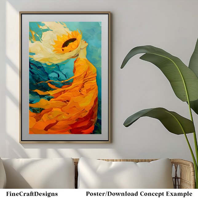 Poster Casquette de tournesol moderne unique peinture inh (Créateur téléchargé)