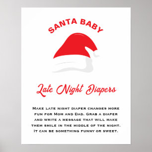 Poster Casquette d'hiver Père Noël Baby shower Late Nuit 