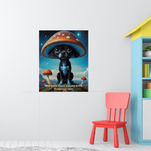 Poster Casquettes de champignons et pattes de chiot : Gal