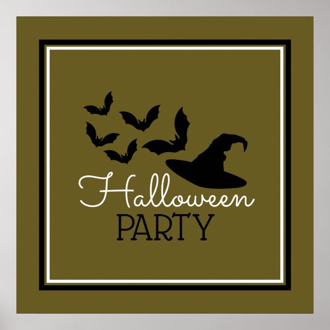 Poster Casquettes et chauves-souris, fête d'Halloween (Devant)