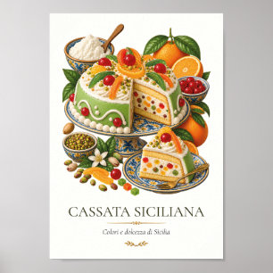 Poster Cassata Siciliana– Vintage Italian Dessert