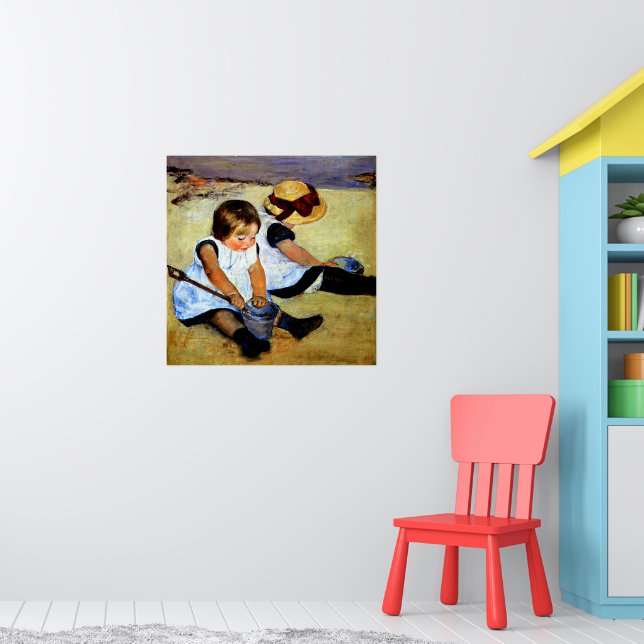 Poster Cassatt - Enfants jouant sur la plage (Pépinière 1)
