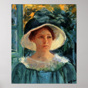 Poster Cassatt - Jeune Femme en Vert à l'Extérieur au Sol