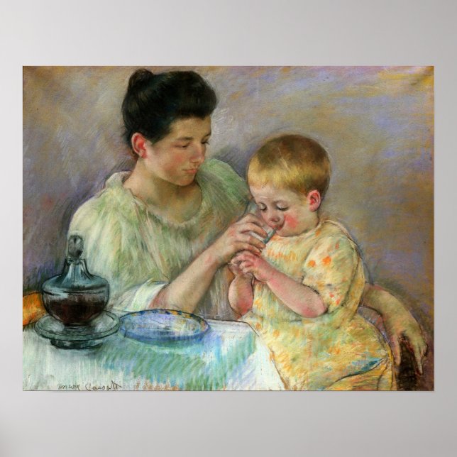 Poster Cassatt - Mère nourrissant l'enfant (Devant)