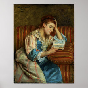 Poster Cassatt - Mme Duffee assise sur un canapé en train
