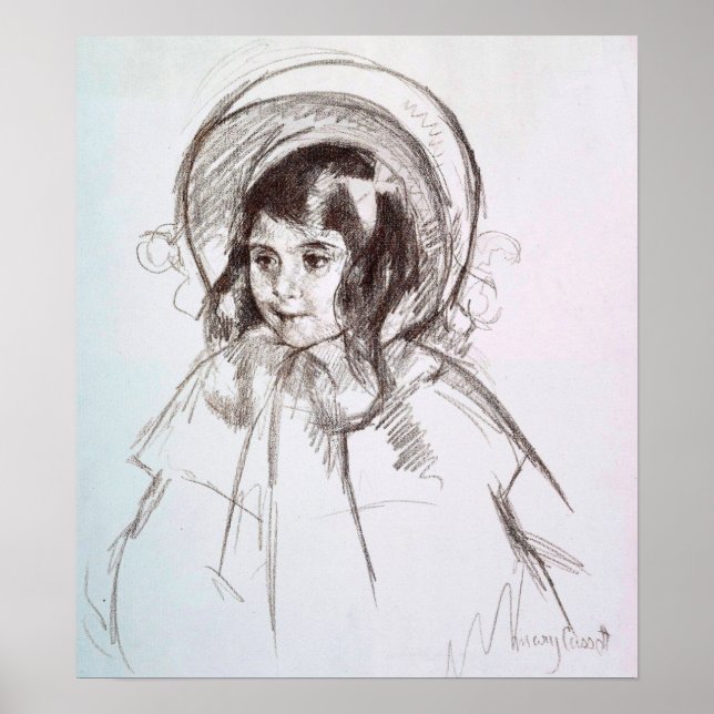 Poster Cassatt - Sara porte sa Bonnet et son manteau (Devant)