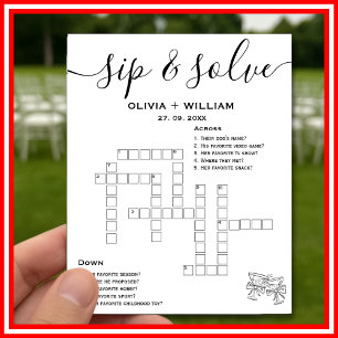 Poster Casse-tête de mariage personnalisé Sip and Solve