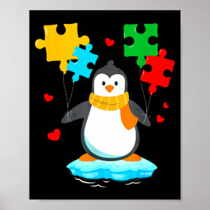 Poster Casse-tête de pingouin drôle mois de sensibilisati