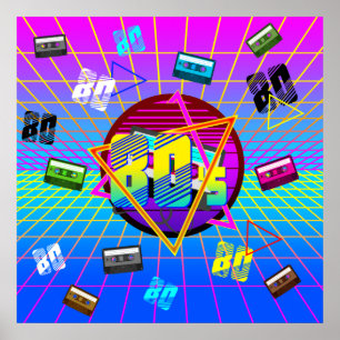 POSTER CASSETTE AUDIO RÉTRO ANCIENNE ÉCOLE DES ANNÉES 80