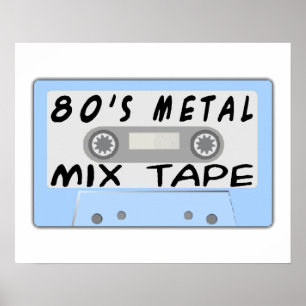 Poster cassette de bande de mélange en métal 80s