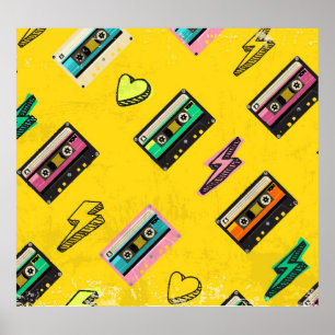 Poster Cassette rétro : Design de Love Party des années 8