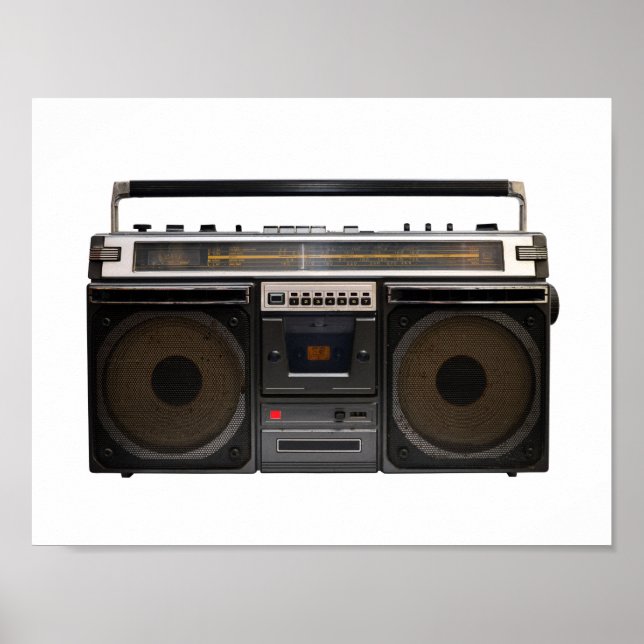 Poster cassette rétro lecteur musique hipster bande stéré (Devant)