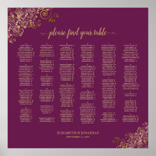 Poster Cassis Magenta et Arbre Alphabétique Gold