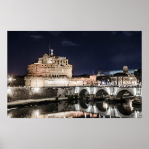 Poster Castel Sant Angelo la nuit à Rome
