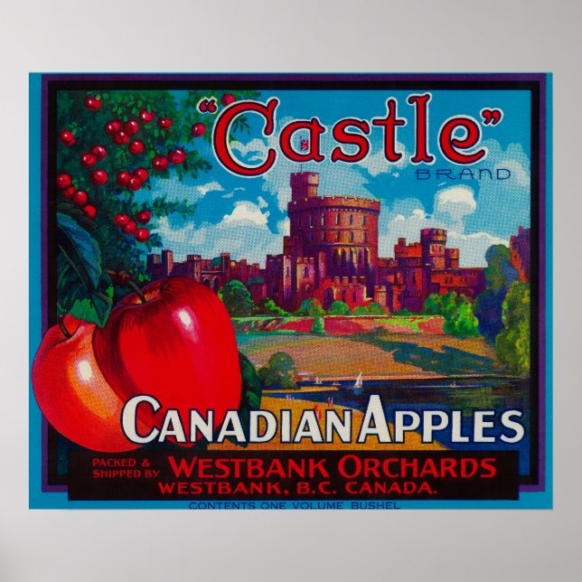 Poster Castle Apple Étiquette - Westbank B.C. Canada (Devant)