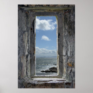 Poster Castle Window Illusion with Seascape View