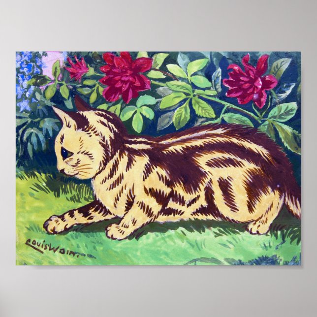 Poster Cat au Flower Garden, Louis Wain (Devant)