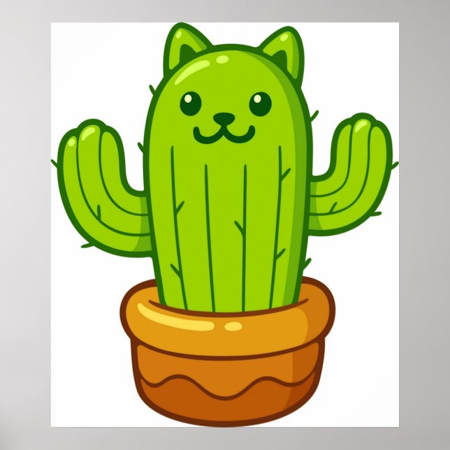 Poster Cat cactus catcus (Devant)