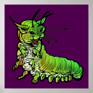 Poster Cat Caterpillar vert