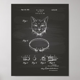 Poster Cat Collar 1952 Patent Art Chalkboard