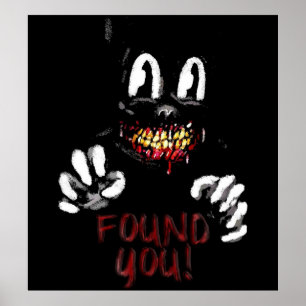 Poster Cat de dessin Horreur Déplaisant Chat trouvé Hallo