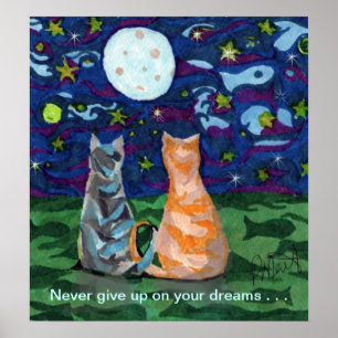 Poster Cat Dreams and Full Moon