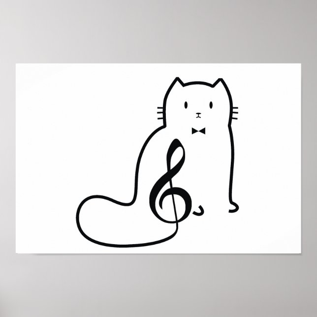 POSTER CAT ET MUSIQUE NOTE (Devant)