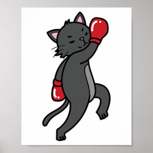 Poster Cat fait la boxe