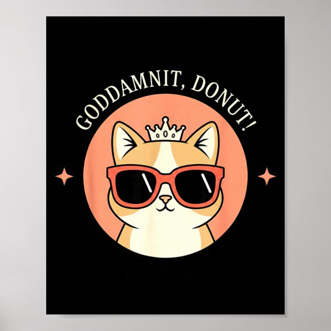 Poster Cat - Godit, Donut! Sy Retro Cat Lover Design  (Devant)