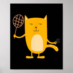Poster Cat Graphic Badminton Player Navette Sports Smash