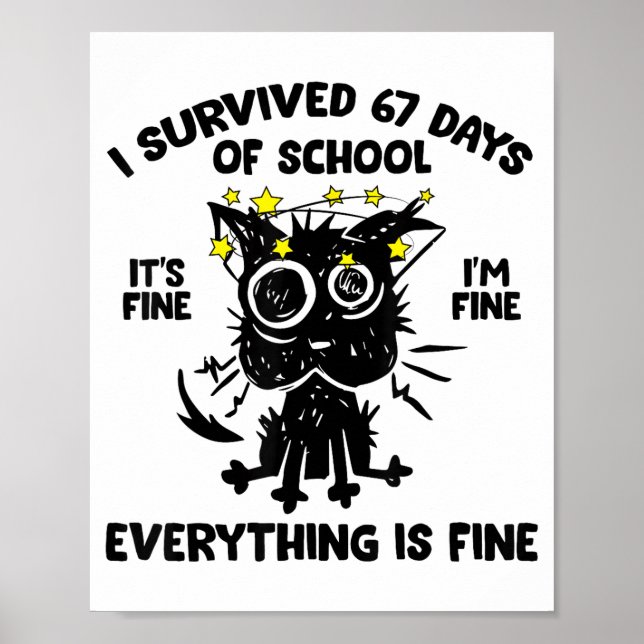 Poster Cat I Survived 67 Days Of School Teachers Students (Devant)