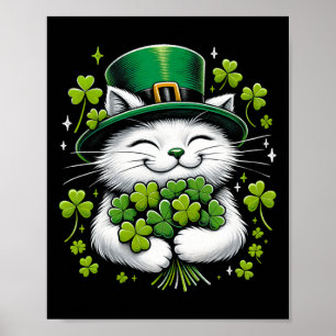 Poster Cat Leprechaun Clover St. Patricks Day Femmes Fill