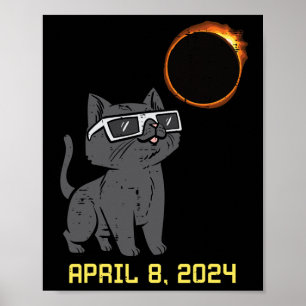 Poster Cat Solar Eclipse 2024 Totalité Avril 8 Femmes Hom