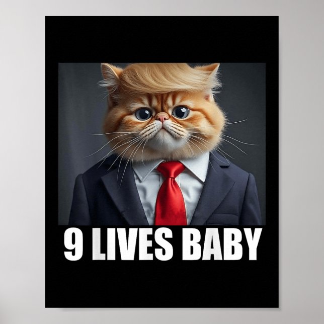 Poster Cat Trump 9 Lives Baby (Devant)
