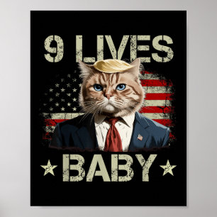 Poster Cat Trump 9 Vies Bébé Funny Trump Cat 9 Vies