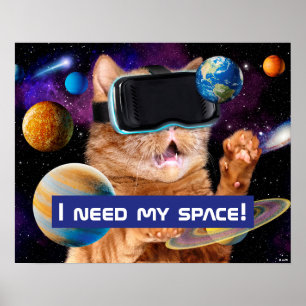 Poster Cat VR dans l'espace