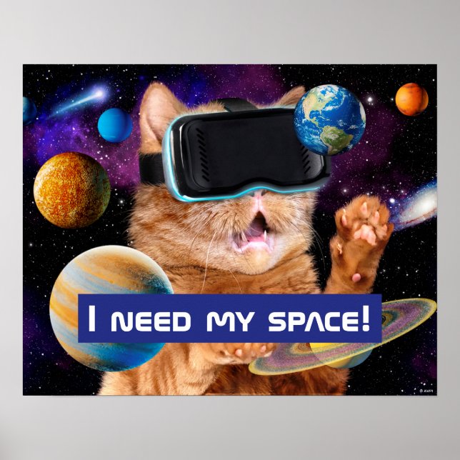 Poster Cat VR dans l'espace (Devant)
