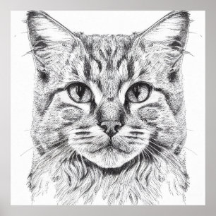 Poster Cat Wild Nature Animal Illustration Art Dessin