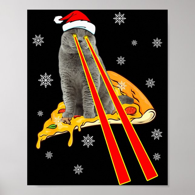 Poster Cat With Laser Eyes Funny Zza Cat Christmas  (Devant)