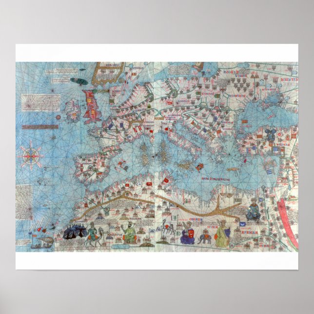 Poster Catalan Atlas : Détail de l'Afrique du Nord et de  (Devant)