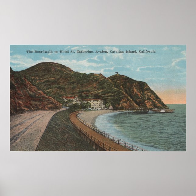 Poster Catalina Island, CA - Hôtel St Catherine (Devant)