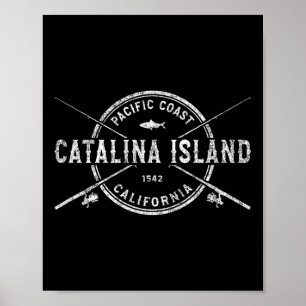 Poster Catalina Island Ca Tiges de pêche croisées vintage