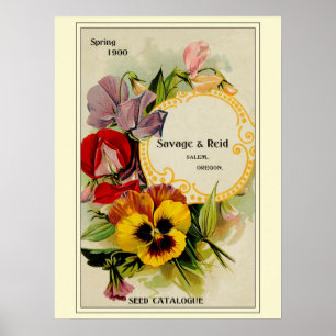 Poster Catalogue vintage de semences de fleurs de jardina