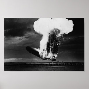 Poster Catastrophe du Hindenburg - Zeppelin Explosion Pho