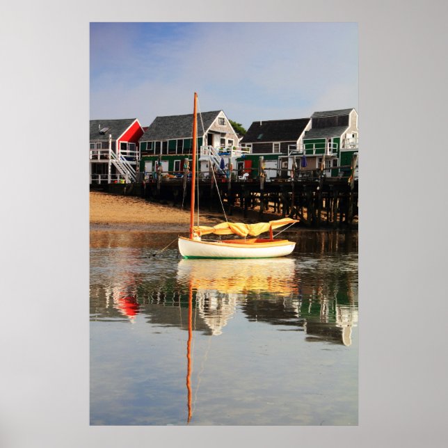 Poster Catboat et front de mer, Provincetown MA, Cape Cod (Devant)