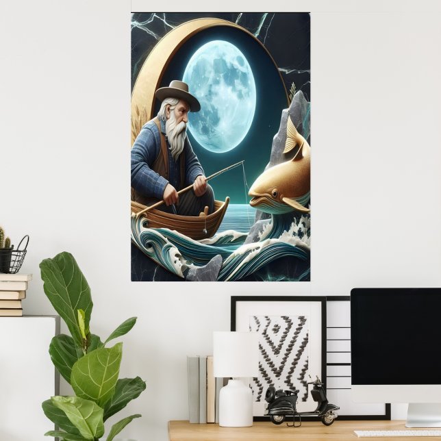 Poster Catch sur la lune du pêcheur (Bureau à domicile)