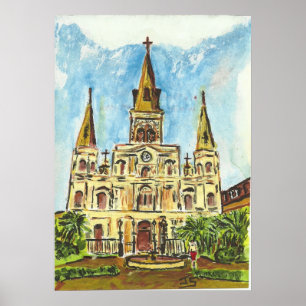 Poster Cathédrale, carré de Jackson, la Nouvelle-Orléans